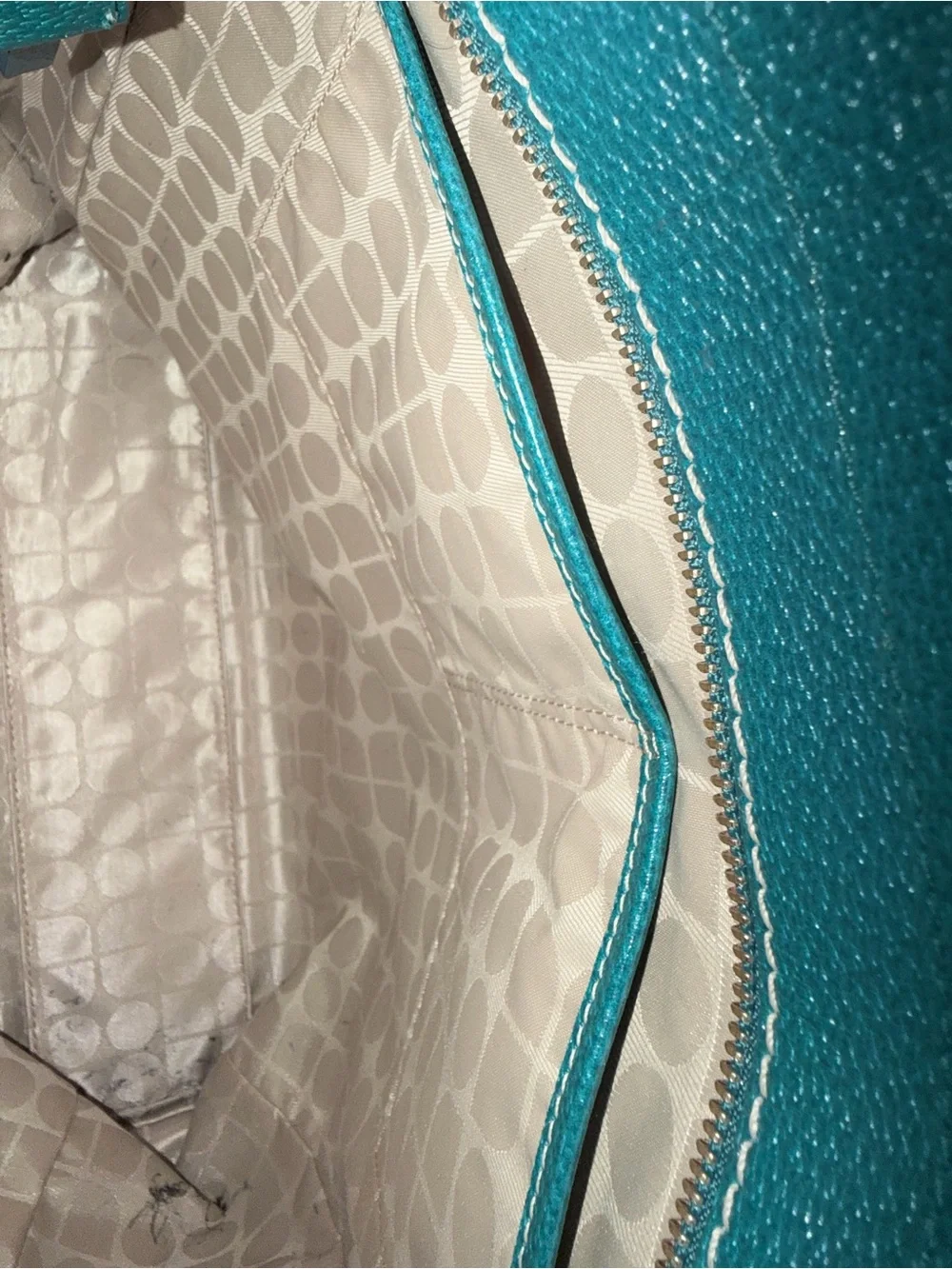 kate spade Teal Leather Tote with Gold Hardware